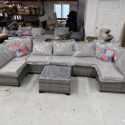 New 7 Piece Patio Furniture Set, Outdoor Furniture Patio Sectional Sofa set with table 