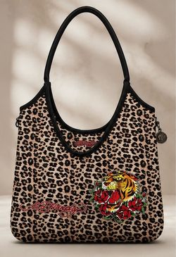 Ed hardy leopard print tiger handbag • y2k shoulder bag