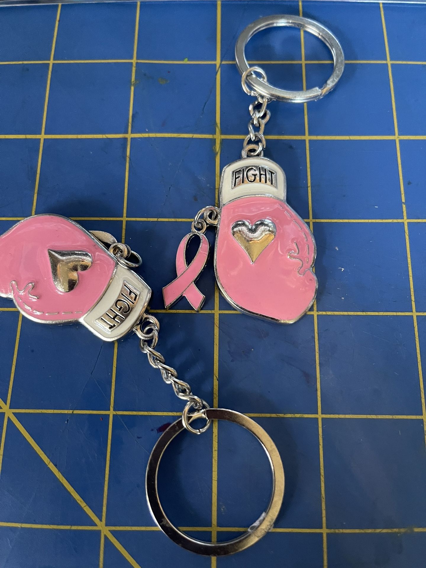 Pink Gloves Keychain And Pins