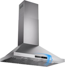 New VIKIO HOME 36in Pro Wall Mount Range Hood 980CFM, Gesture Control, Stainless Steel