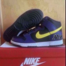 Nike Dunk Hi Prm EMB Lakers Size 10.5 Brand New 