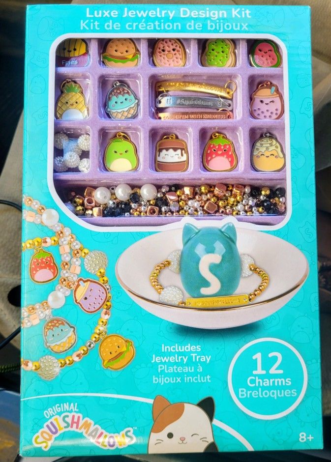 BNIB Squishmallows Charm and Bead Kit with Blue and Gold Accents
