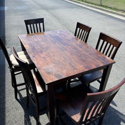 Large Wooden Dining Room Table w/ Chairs