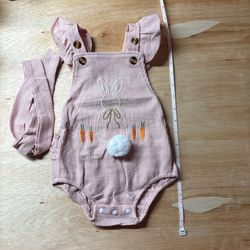 Adorable bunny romper with headband adjustable straps size 12-18 months #babyfashion 