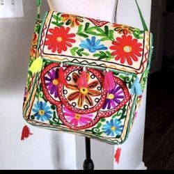Mexican tapestry floral embroidered bag, shoulder purse