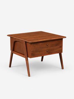 Mid-Century Modern Sculpted Walnut Side Table / Night Stand, c.1960's - Delivery Avilable