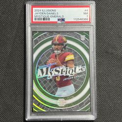 2024 Illusions Jayden Daniels Mystique Emerald Rookie RC #4 PSA 7 NM Commanders