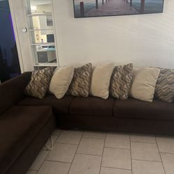 Brown Couch & Pillows
