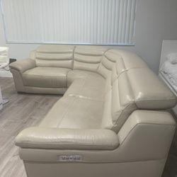 Leather Sectional Seats 8 Both Ends Reclinable Electric