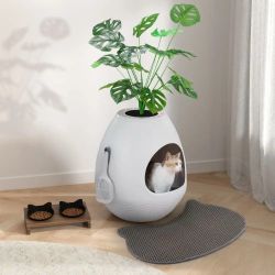 Eggloaf, White 2-in-1 Cat Litter Box & Cat Bed