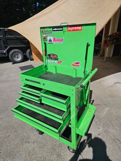 Green Rolling Tool Cart with Drawers