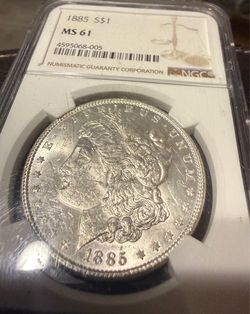 1885 Morgan Silver Dollar NGC MS 61 90% silver