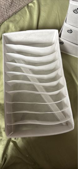White Fabric Drawer Organizer with Dividers