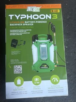 The Flowzone Typhoon 3 is a battery-powered 4-gallon backpack sprayer designed for homeowners tackling pest control, lawn care, and weed management. F