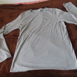 Poncho Outdoor Men's  grey  LS Performance crew tee tshirt Large