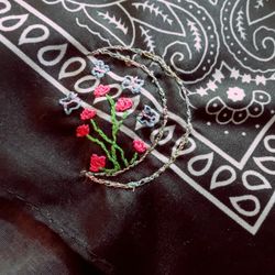 Embroidered Floral Moon Bandana 