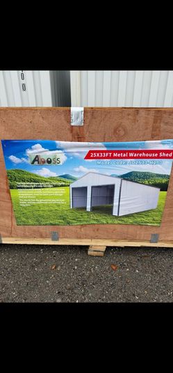 NEW METAL WAREHOUSE SHED 25ft x 33ft IDEAL FOR BUSSINES COLOR CREAM SEALED ALL INFORMATION ITS IN THE PICTURE FOR ANY QUESTION TEXT ME PLEASE HABLO ES