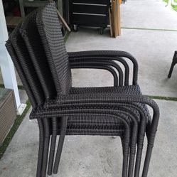 Wicker Chair Balkene ( Set Of 4) Sillas Para Patio