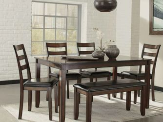 Leatherette Ashley Dining Group with Bench