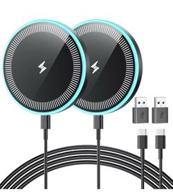 Wireless Charger 2Pack 6FT Samsung Magnetic Wireless Charger Fast Charging Pad with USB-C/A Ports for Samsung Galaxy S25 Ultra/S24 FE/S23 Ultra/S22/S2