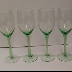 set of 4 small thin green glass wine glasses $8 for ALL!