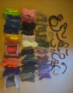 Huge Paracord Crafting Lot - 30+ Colors, Buckles, & Handmade Bracelets