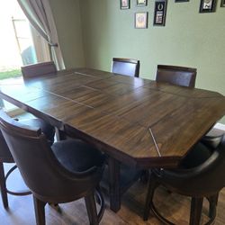 Counter Height Dining Table Set – With 6 Chairs