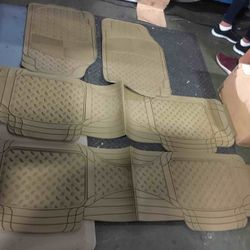 Title: flex Beige Rubber Car Floor Mats Liner - All Weather Automotive Floor Mats set 4 pieces