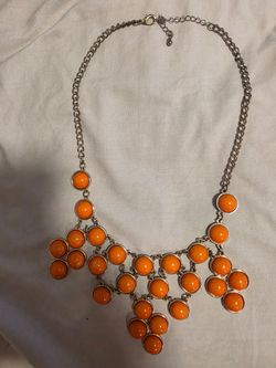 Orange Bubble Bib Statement Necklace