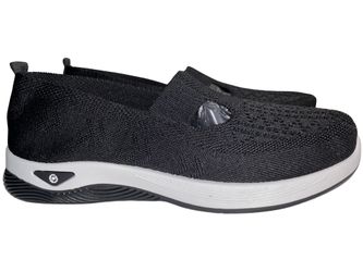 Women's Black Knit Slip-On Walking Sneakers Lightweight Comfort (Size 10.5/11)