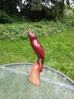 Hand-carved wooden bird sculpture