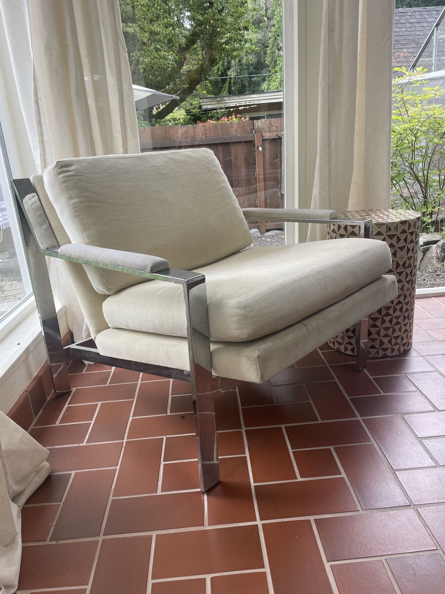 Milo Baughman Style Mid-century Chrome Chair