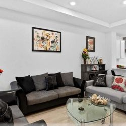 Leather Sofa And Leather Love Seat with pillows only. 