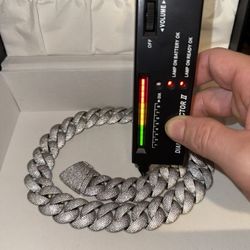 VVS1 Moissanite Diamond Cuban Link Chain Silver 