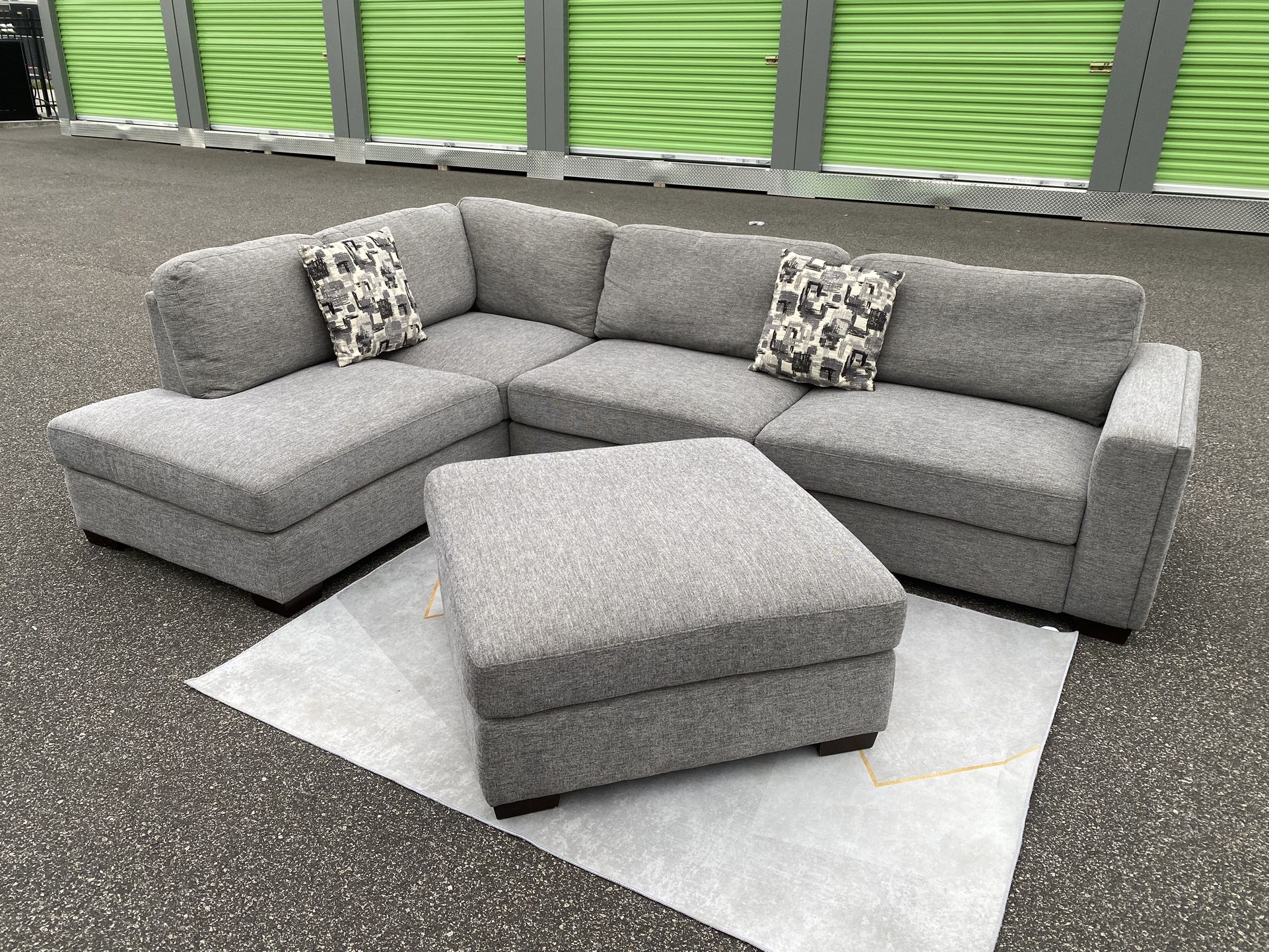 FREE DELIVERY AND INSTALLATION - Maycen Fabric Sectional Gray Color (Pillows and Ottoman Included)