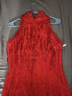 De Oscar Collection Silk Sequin Cocktail Dress