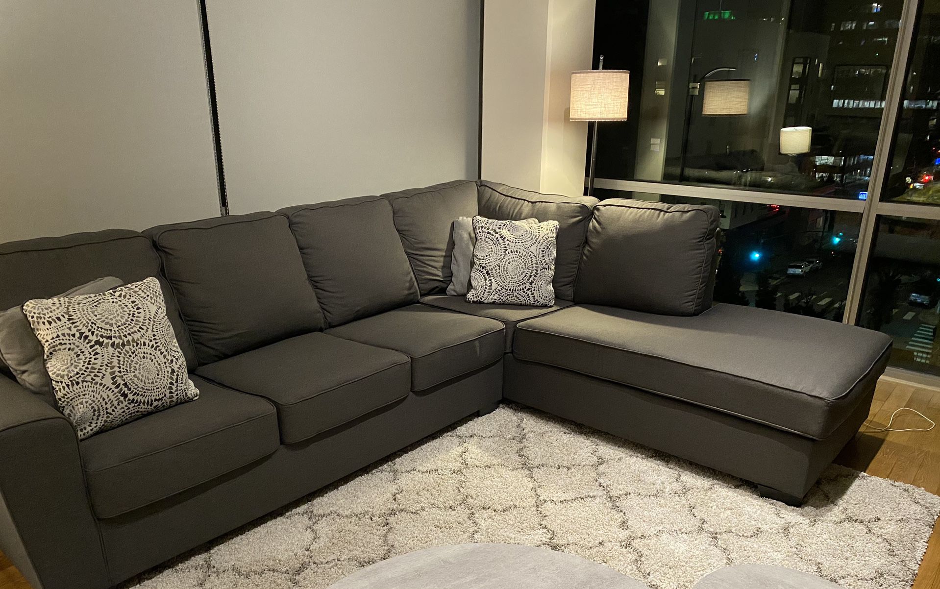 Dark Grey Sectional Couch 