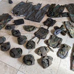 Surplus  military  lot of vintage East West German uniforms hats gear 1980s 90s overcoat jacket man cave 