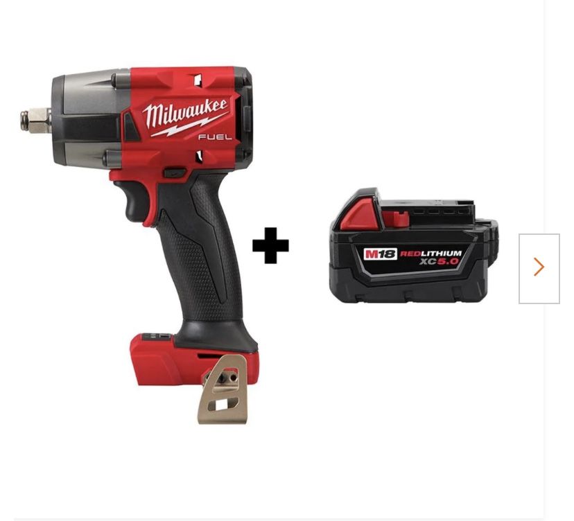 M18 FUEL Gen 2 18 Volt Lithium Ion Brushless Cordless Mid Torque 1/2 in. Impact Wrench with (1) 5.0 Ah Battery