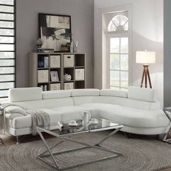 sectional leather sofa White couch with design in white ivory Faux Leather 102x85 New