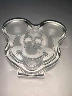 Mickey Mouse Glass Paperweight 4.5” NIB
