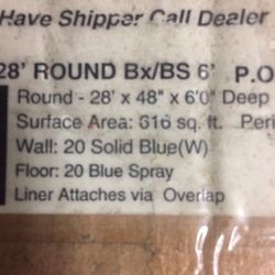 28 Foot By 48 inch By Round Pool Liner By 6.0