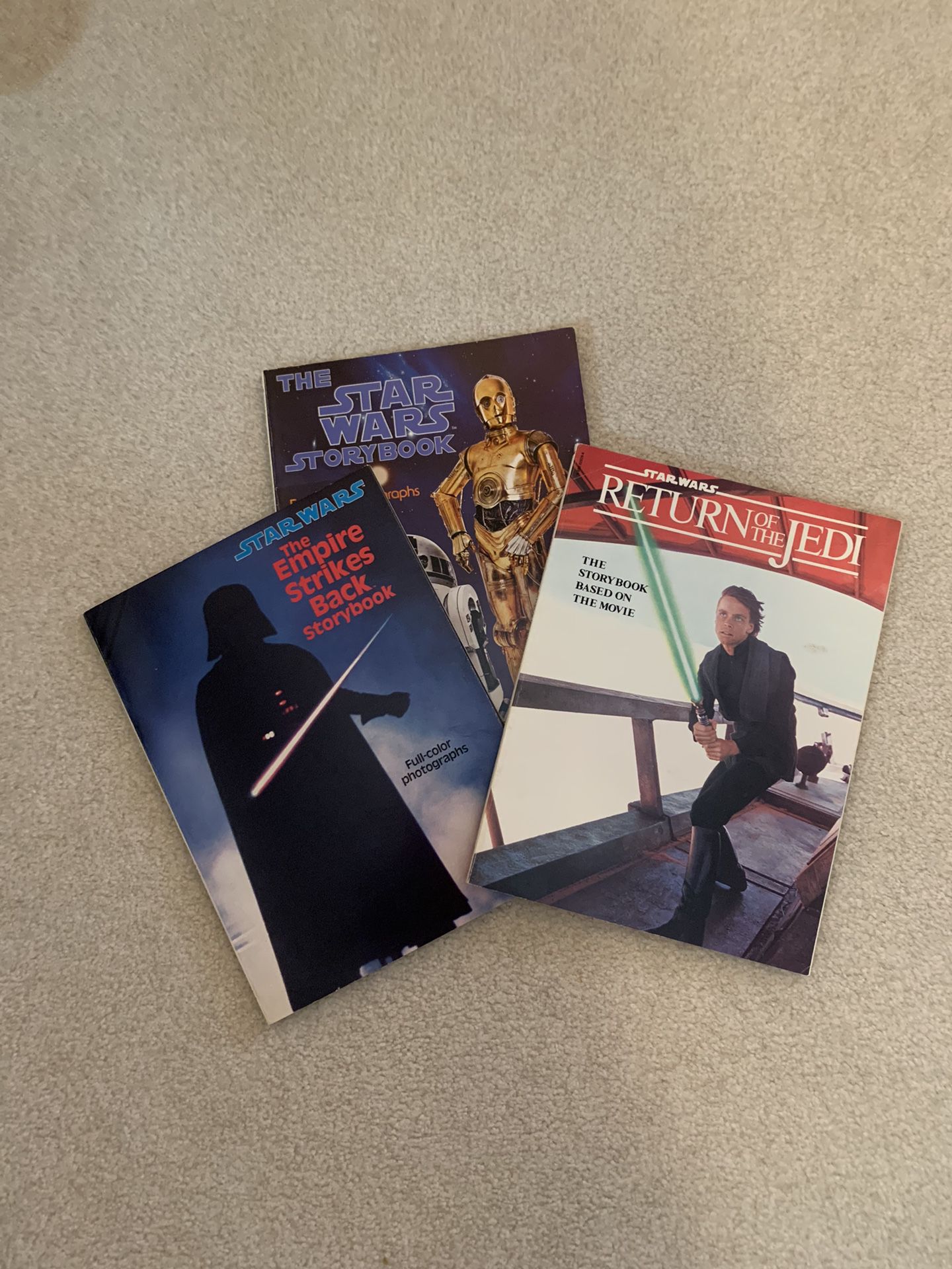3 SOFTCOVER STORYBOOKS: STAR WARS, THE EMPIRE STRIKES BACK and RETURN OF THE JEDI