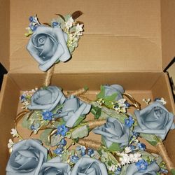 10 Dusty Blue Boutonnieres