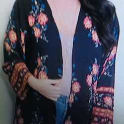 Beautiful Plus Size Long Kimono Tunic Sizes 1X-3X NWT