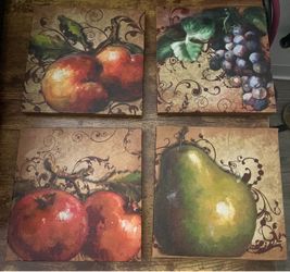 Set of 4 canvas fruit wall art