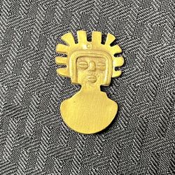 Alva Museum Replica Gold Tone Aztec "Man Of The Sun" Brooch/Pin
