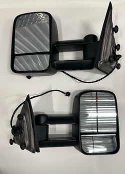 Black Towing Mirrors Powered Glass For 14-18 Chevy Silverado/ GMC Sierra 1500 15-20 2500HD & 3500HD