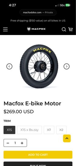 Macfox replacement rear wheel with motor