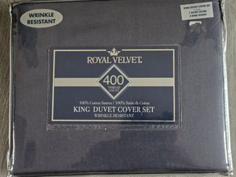 Royal Velvet 400 Thread Count King Duvet Cover Set Navy Blue